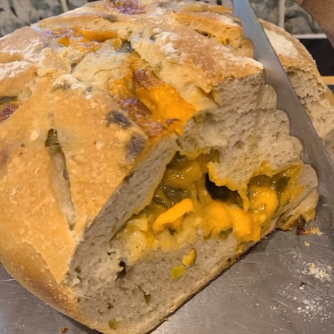 Hatch Chilis and Cheddar Sourdough Loaf